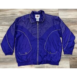 VTG 80s Active Frontier Windbreaker Jacket Plus‎ Size 2X Purple Gold